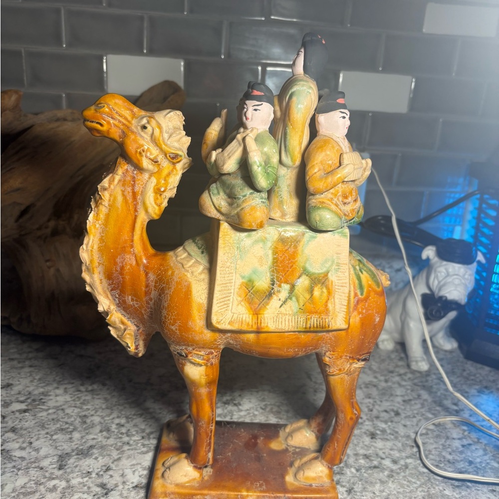 Chinese Tang Sancai Group Of Musician On Camel RARE Pottery Triocolor Vintage